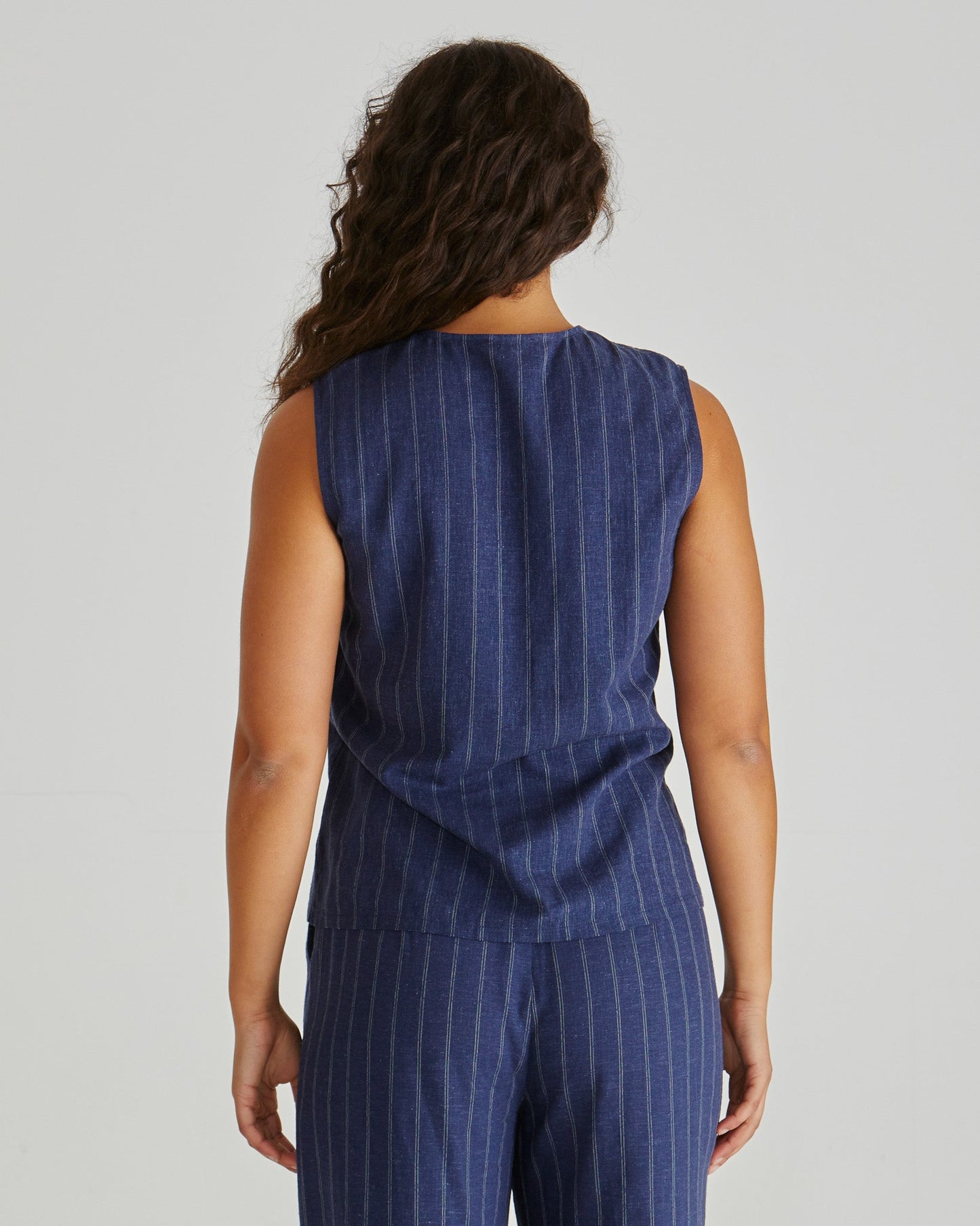 Petra Vest - Navy Pinstripe