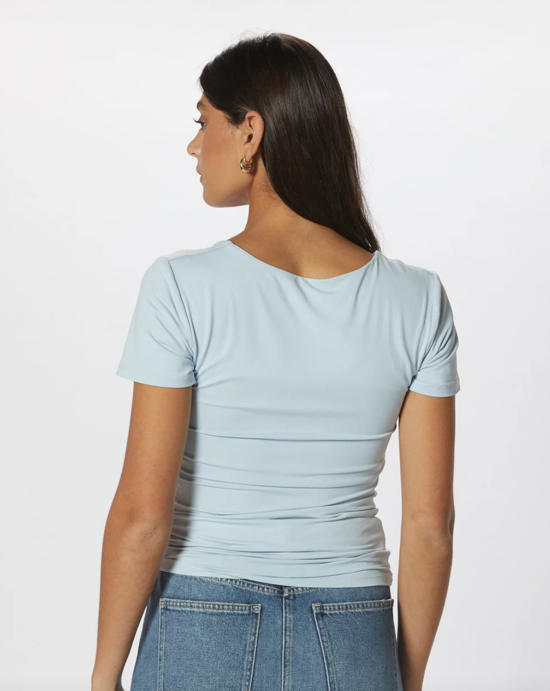 Lea Short Sleeve 2-Way Top - Cashmere Blue