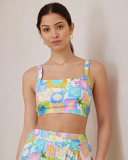 Emery Crop Top - Bright Tropic Tile - Catani Clothing