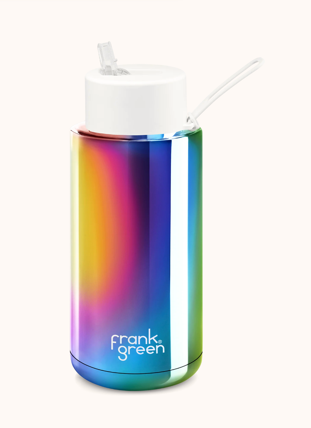 1L / 34oz - Chrome Reusable Bottle with Straw Lid