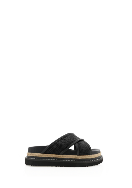 Aysha Sandal - Black Raffia