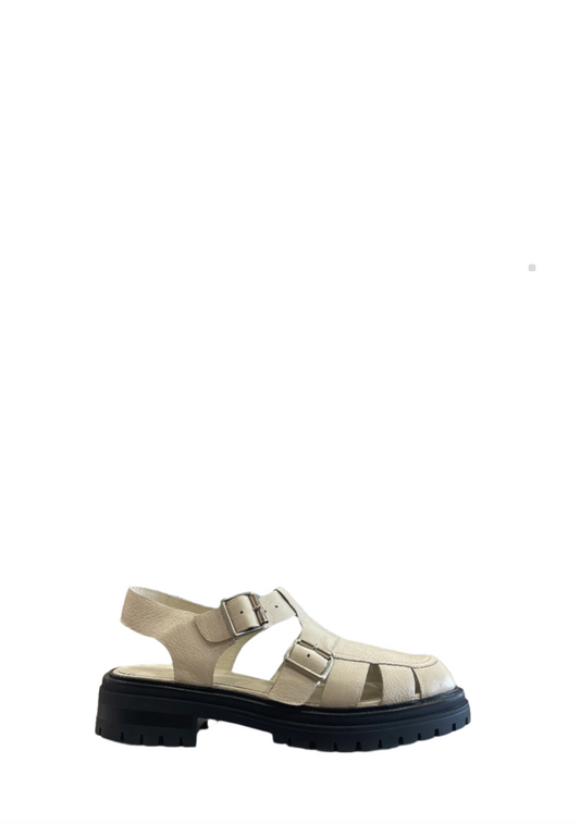 Ailas Fisherman Sandal - Cream / Black
