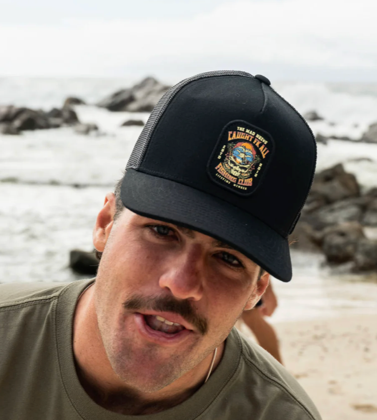 Caught Fk All Skull Twill Trucker - Black
