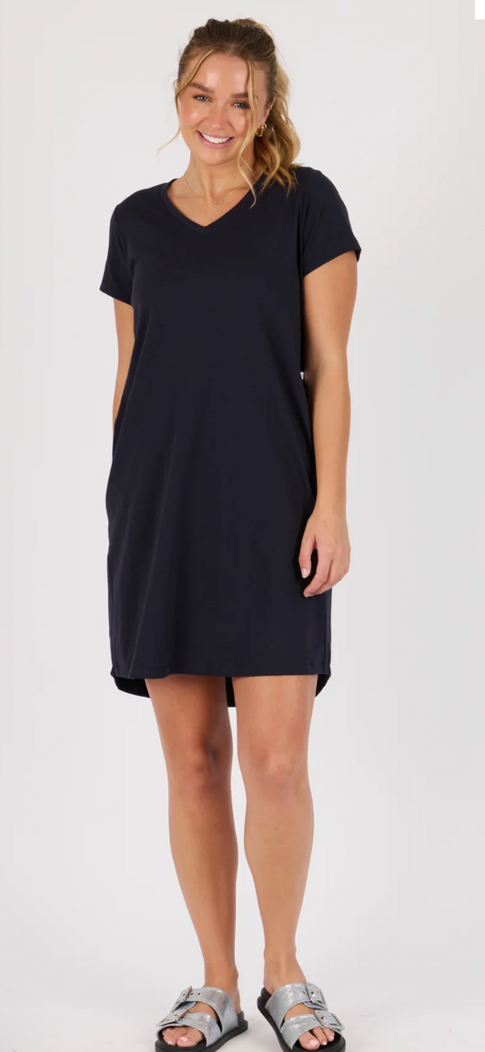 V-Neck Betty Dress - Blue Graphite