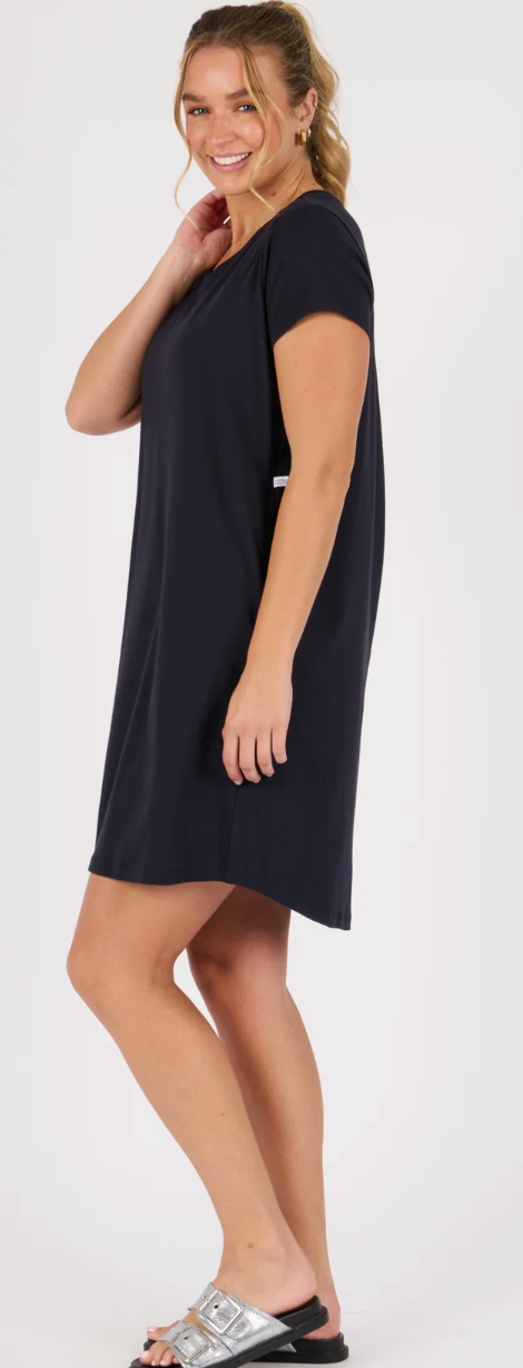 One Ten Willow V-Neck Betty Dress - Blue Graphite (view 3)