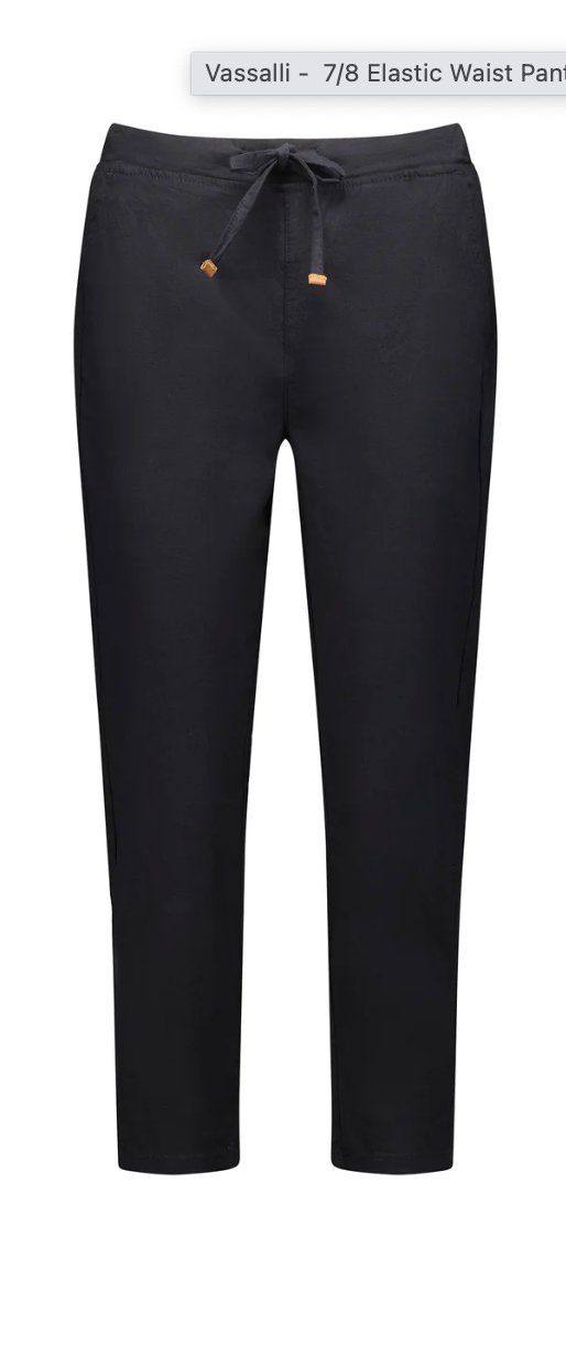 Vassalli 7/8 Length Skinny Leg Elastic Waist Pant - Black (view 6)