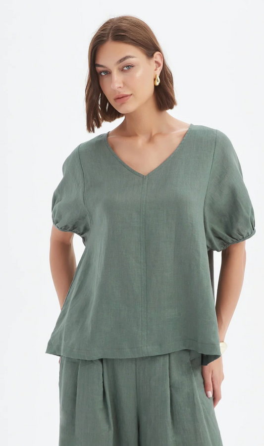 Bishop Sleeve Top - Petrol