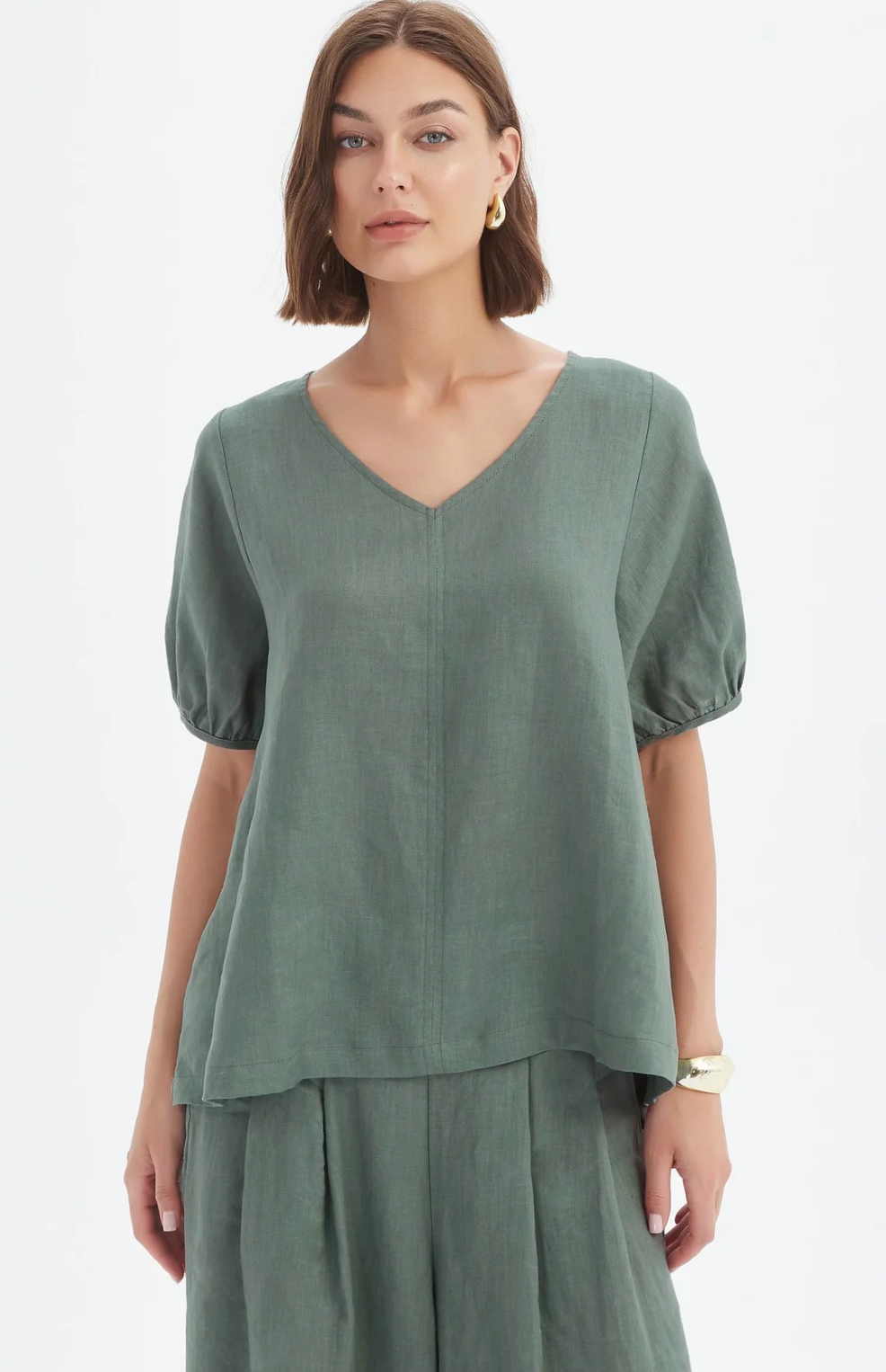 Bishop Sleeve Top - Petrol