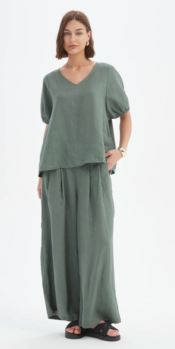 Bishop Sleeve Top - Petrol