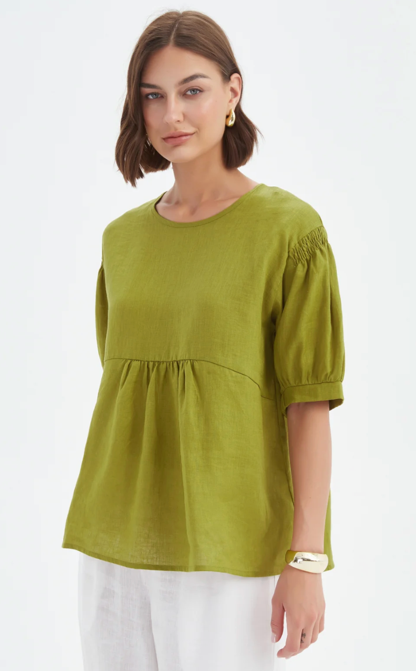Bishop Sleeve Top - French Chartreuse