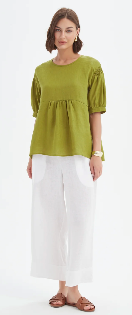 Bishop Sleeve Top - French Chartreuse