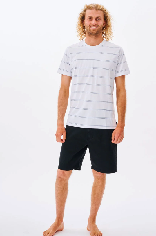 Rip Curl Plain Stripe Tee - White / Blue (view 4)