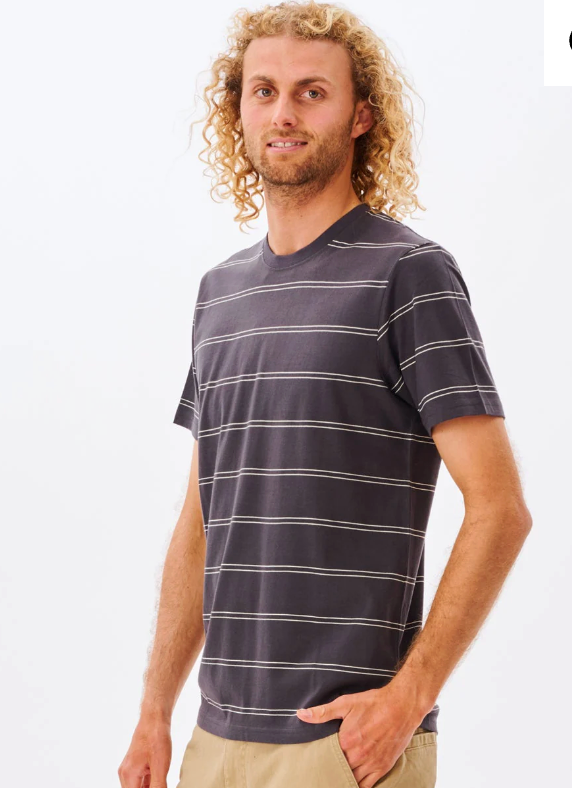 Plain Stripe Tee - Washed Black