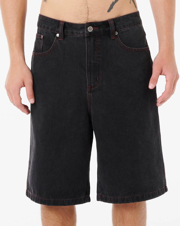 Archive Goth Denim Walk Short - Washed Black