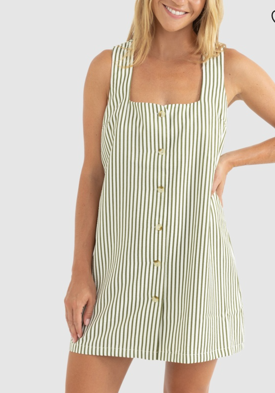 Cove Stripe Mini Dress - Aloe