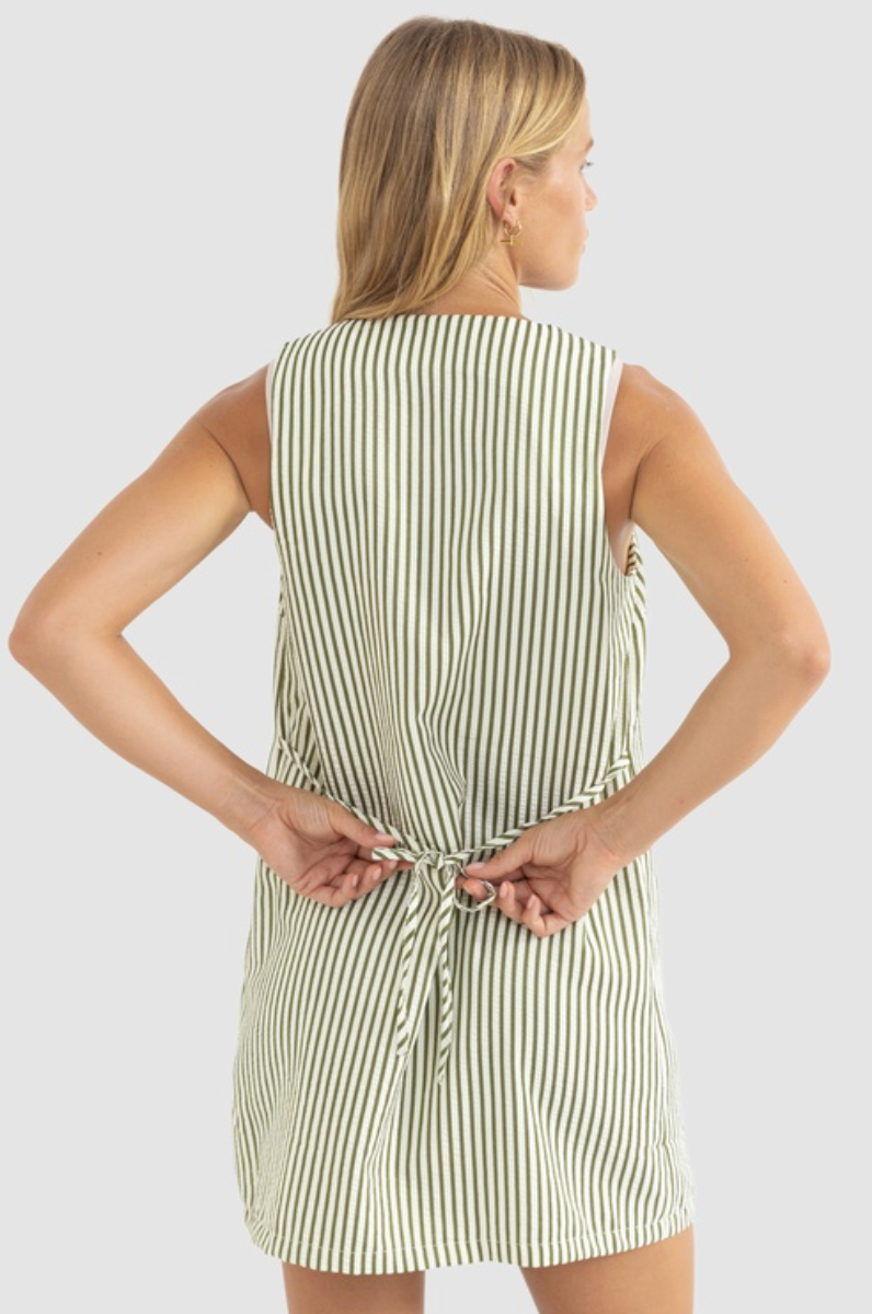 Cove Stripe Mini Dress - Aloe