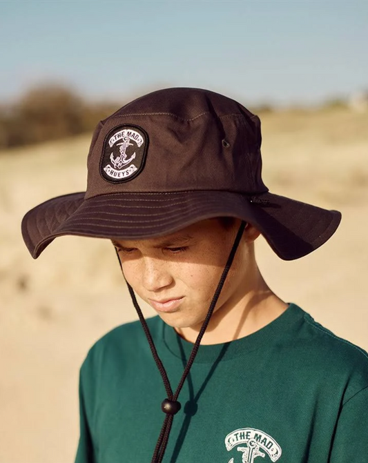 Skull Anchor Youth Wide Brim Hat - Black