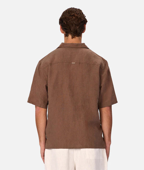 The St Martins Short Sleeve Linen Shirt - Macchiato