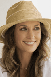 Sundaise Lia Panama Hat Natural White Stripe