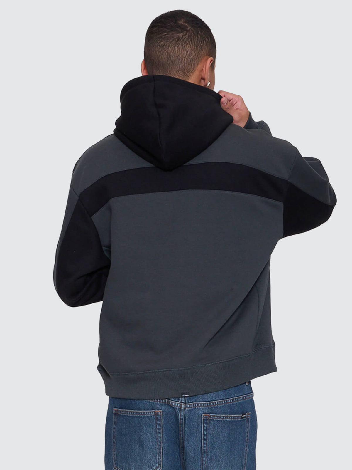 Sting Of Defeat Slouch Pull On Cropped Hood - Carbon - Catani Clothing