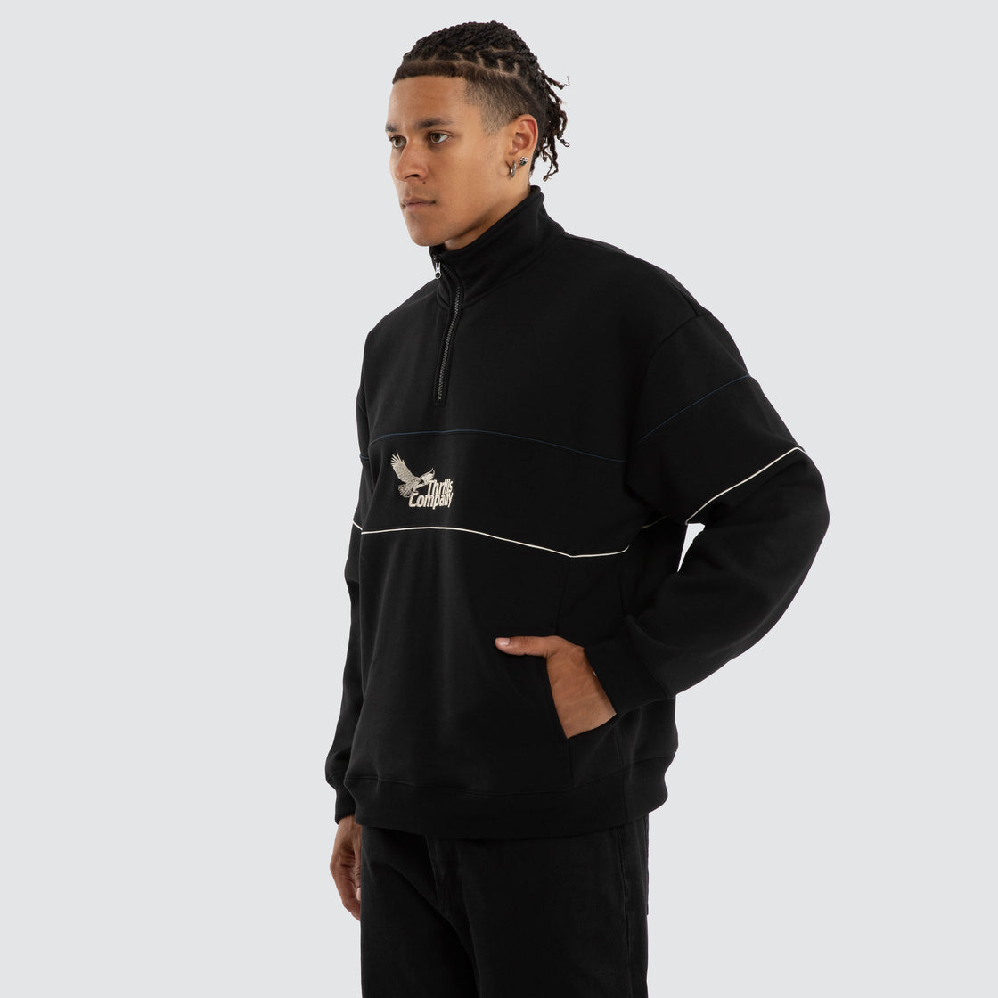 Thrills Between Chaos & Calm Quarter Zip Fleece - Black (view 3)