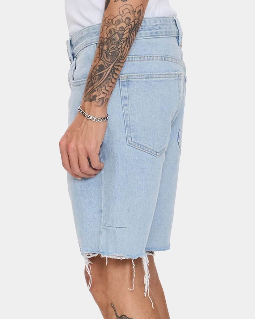 Thrills Bones Raw Slim Denim Short - Serenity Blue (view 4)