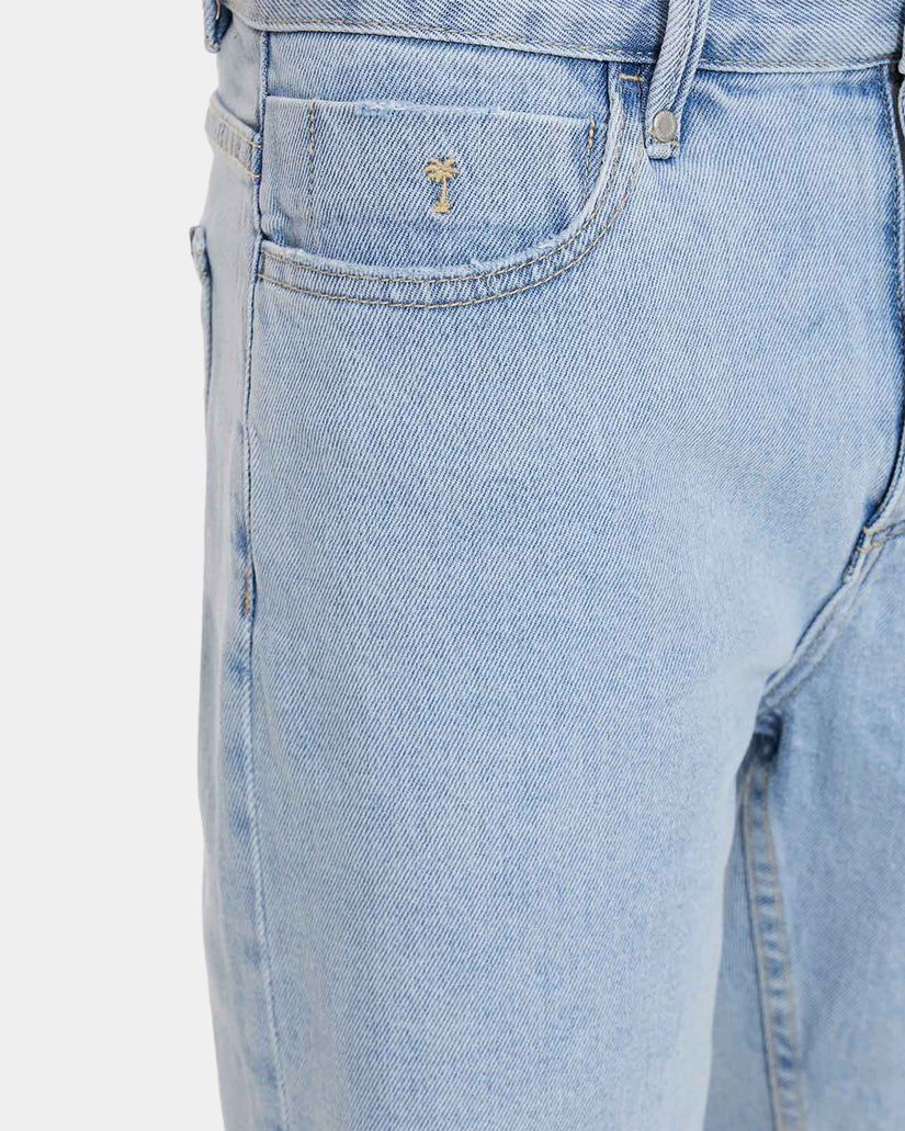 Thrills Bones Raw Slim Denim Short - Serenity Blue (view 6)