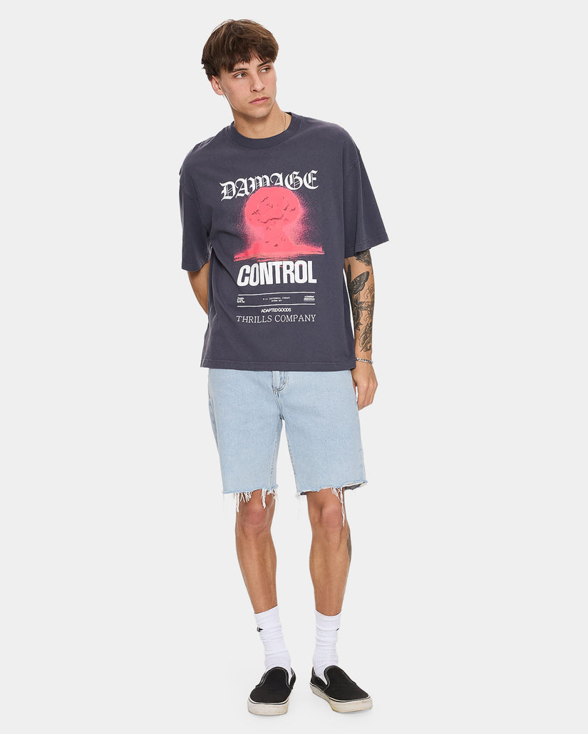 Thrills Bones Raw Slim Denim Short - Serenity Blue (view 7)