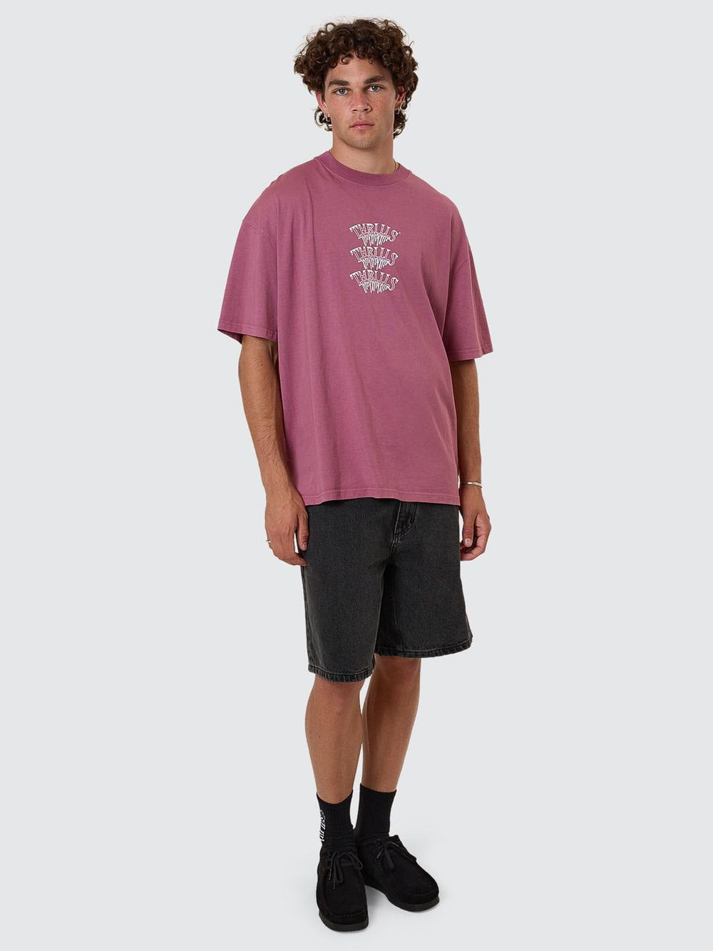 Thrills Reality Dreams Box Fit Oversize Tee - Delta Berry (view 4)
