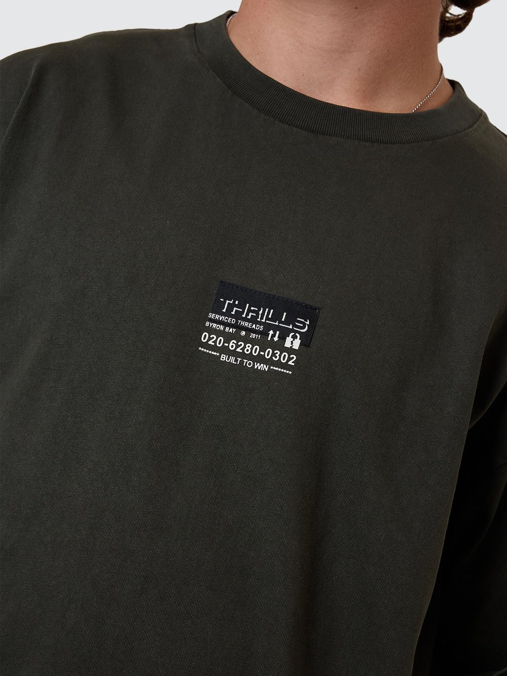 Thrills Built To Win Oversize Fit Tee - Oil Green (view 7)