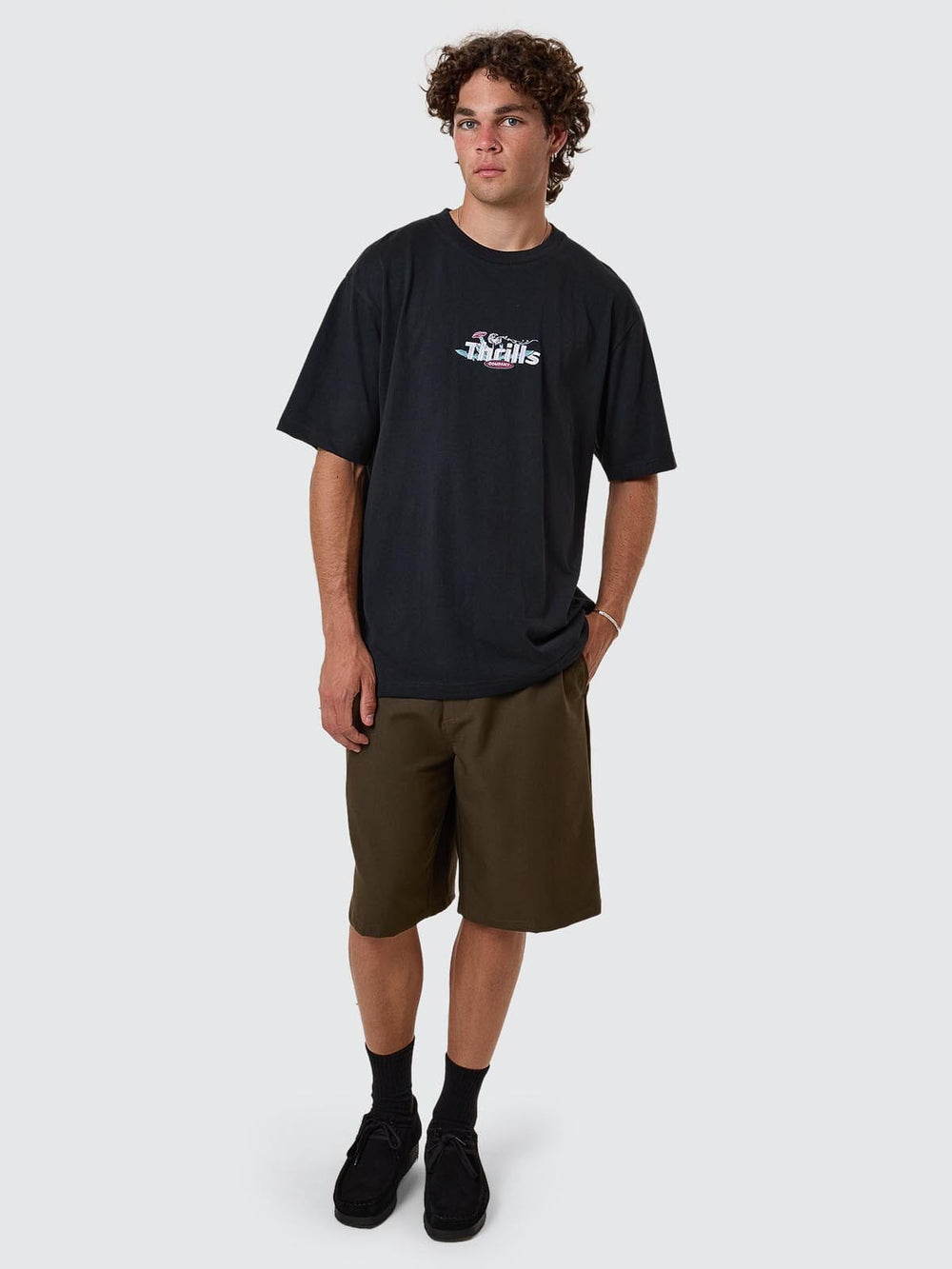 Thrills Make A Wish Oversize Fit Tee - Faded Black (view 3)