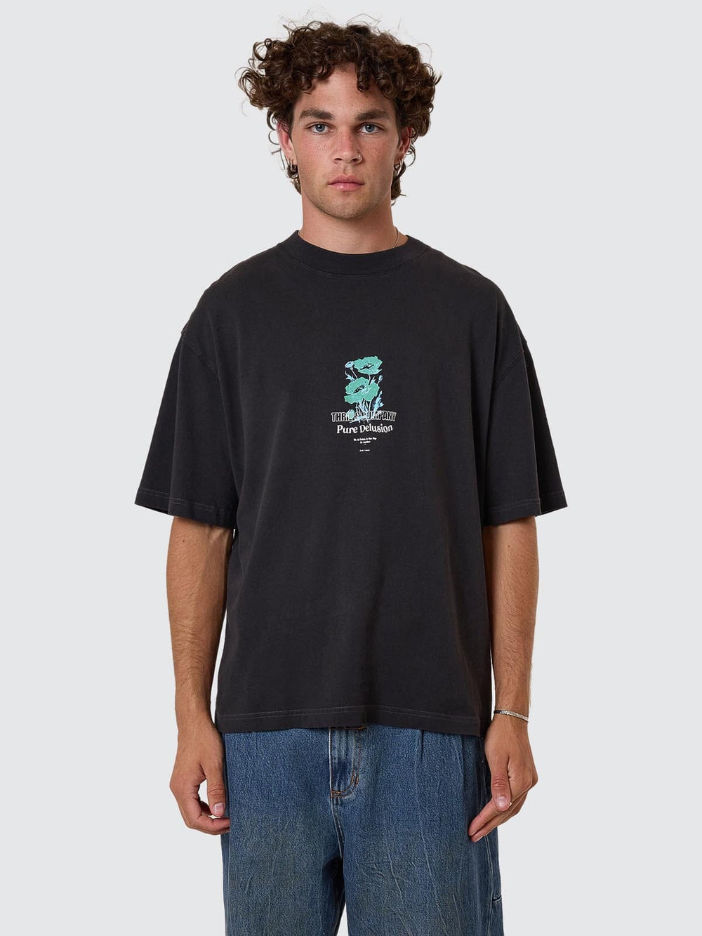 Pure Delusion Box Fit Oversize Short Tee - Faded Black