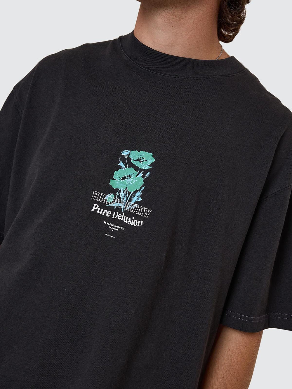 Thrills Pure Delusion Box Fit Oversize Short Tee - Faded Black (view 3)