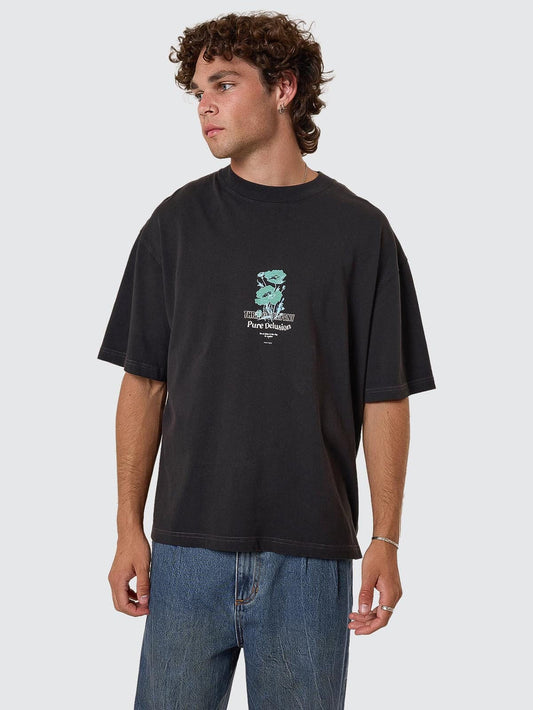 Pure Delusion Box Fit Oversize Short Tee - Faded Black