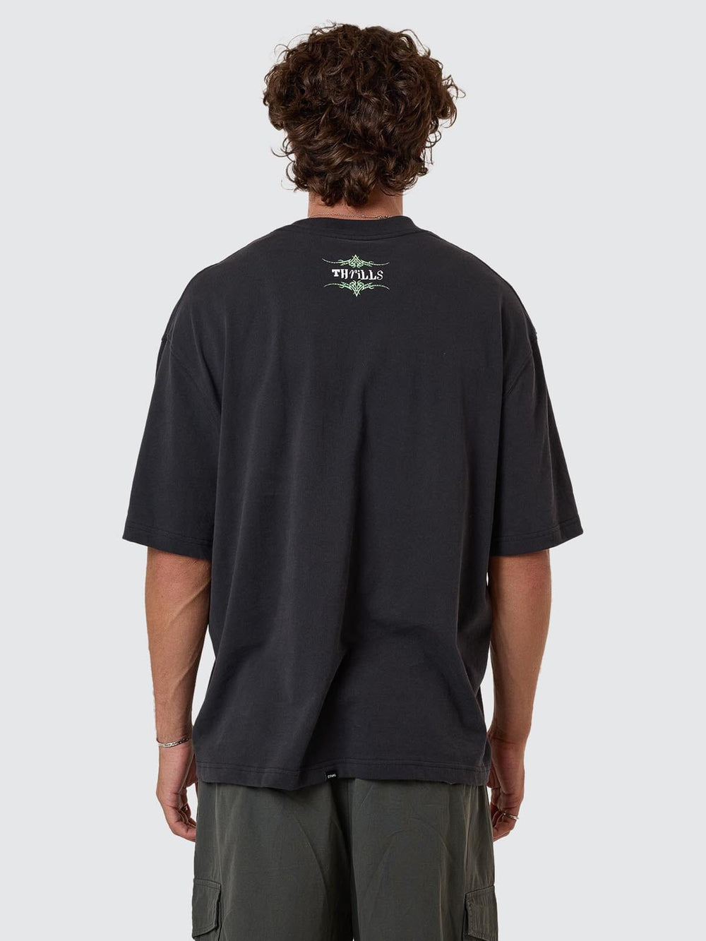 Thrills Transmission Box Fit Oversize Short Tee - Washed Black (view 3)