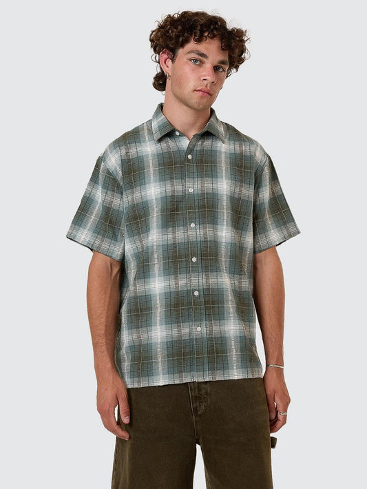 Cheap Thrills Check Short Sleeve Short Shirt - Tarmac