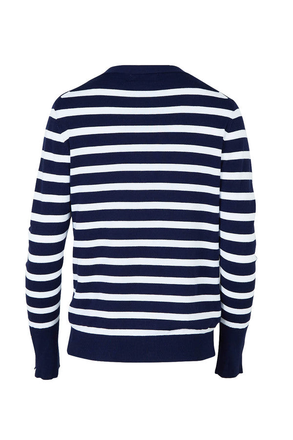 Cara Stripe Cardigan - Navy / White