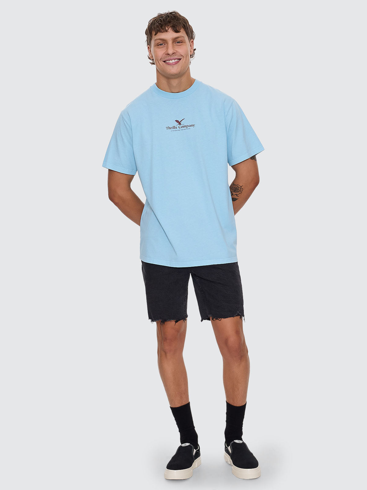 Thrills A Haven For The Restless Merch Fit Tee - Dalis Blue (view 4)