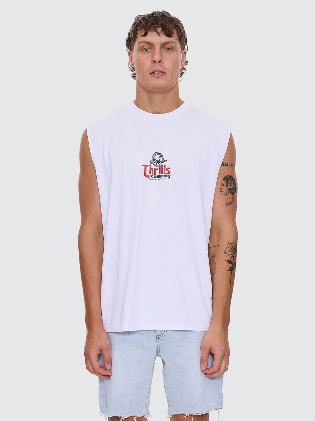 Thrills Banquet Merch Fit Muscle  Tee - White (view 7)