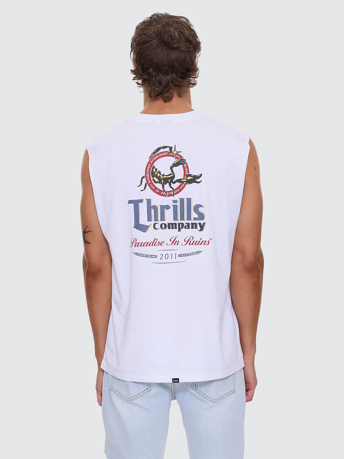 Thrills Banquet Merch Fit Muscle  Tee - White (view 3)