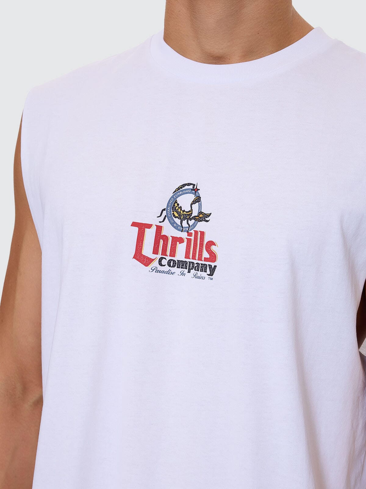 Thrills Banquet Merch Fit Muscle  Tee - White (view 6)