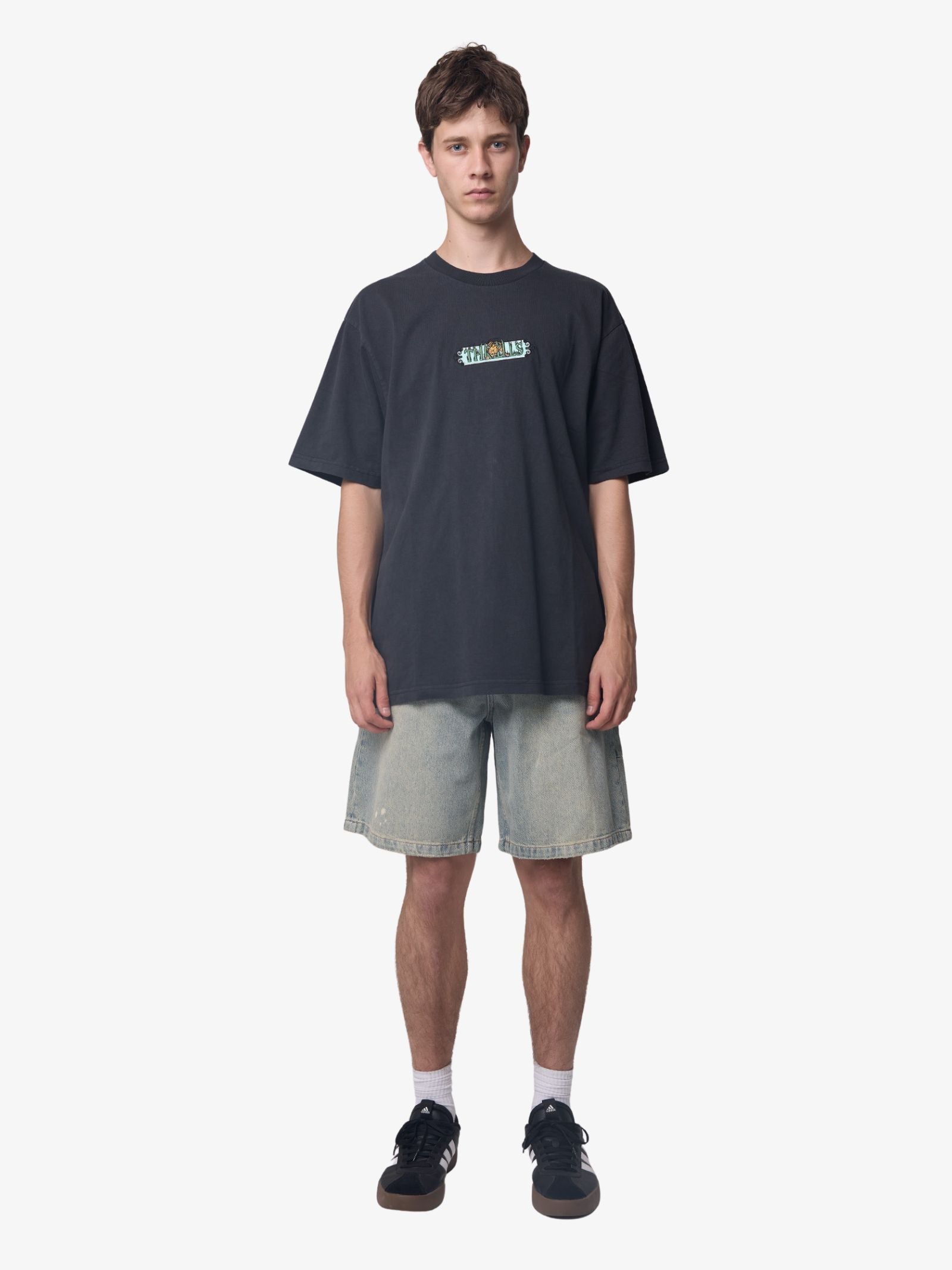 Thrills Eyes In The Grass Oversize Fit Tee - Blue Graphite (view 3)