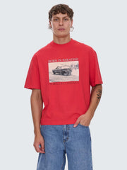 Metal and Dust Box Fit Oversize Cropped Tee - Flame Red - Catani Clothing