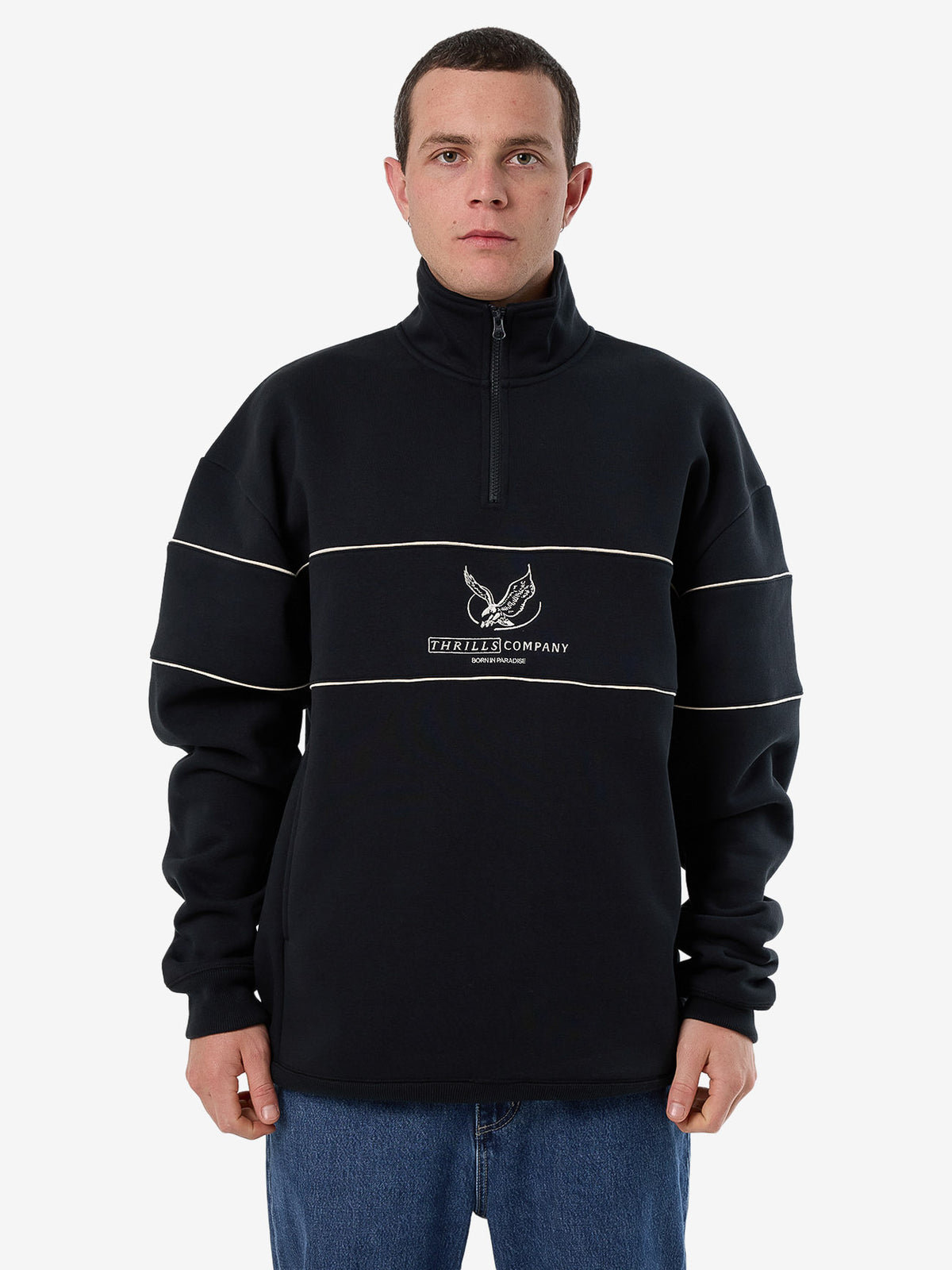 Glory Quarter Zip Fleece - Washed Black - Catani Clothing