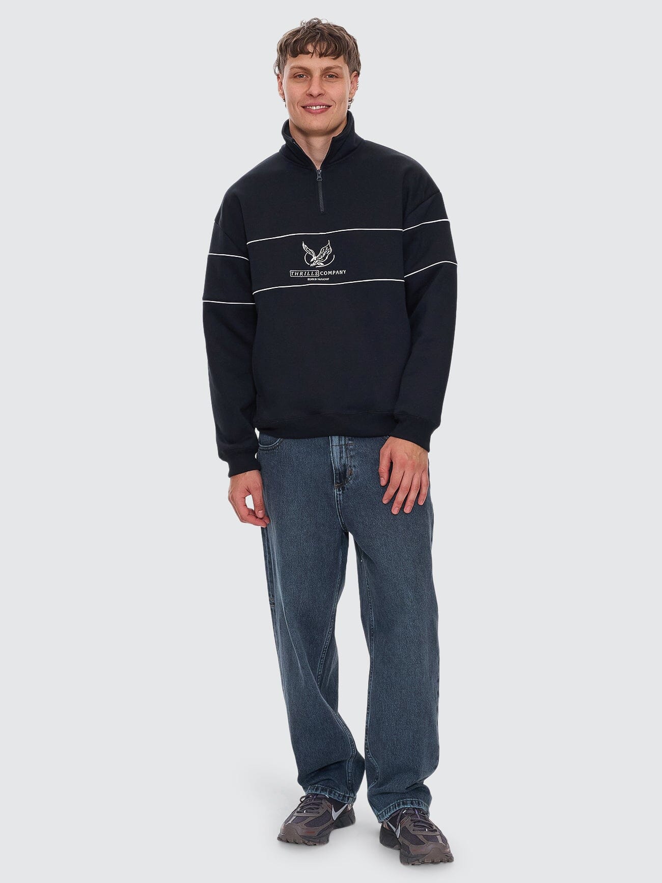 Glory Quarter Zip Fleece - Washed Black