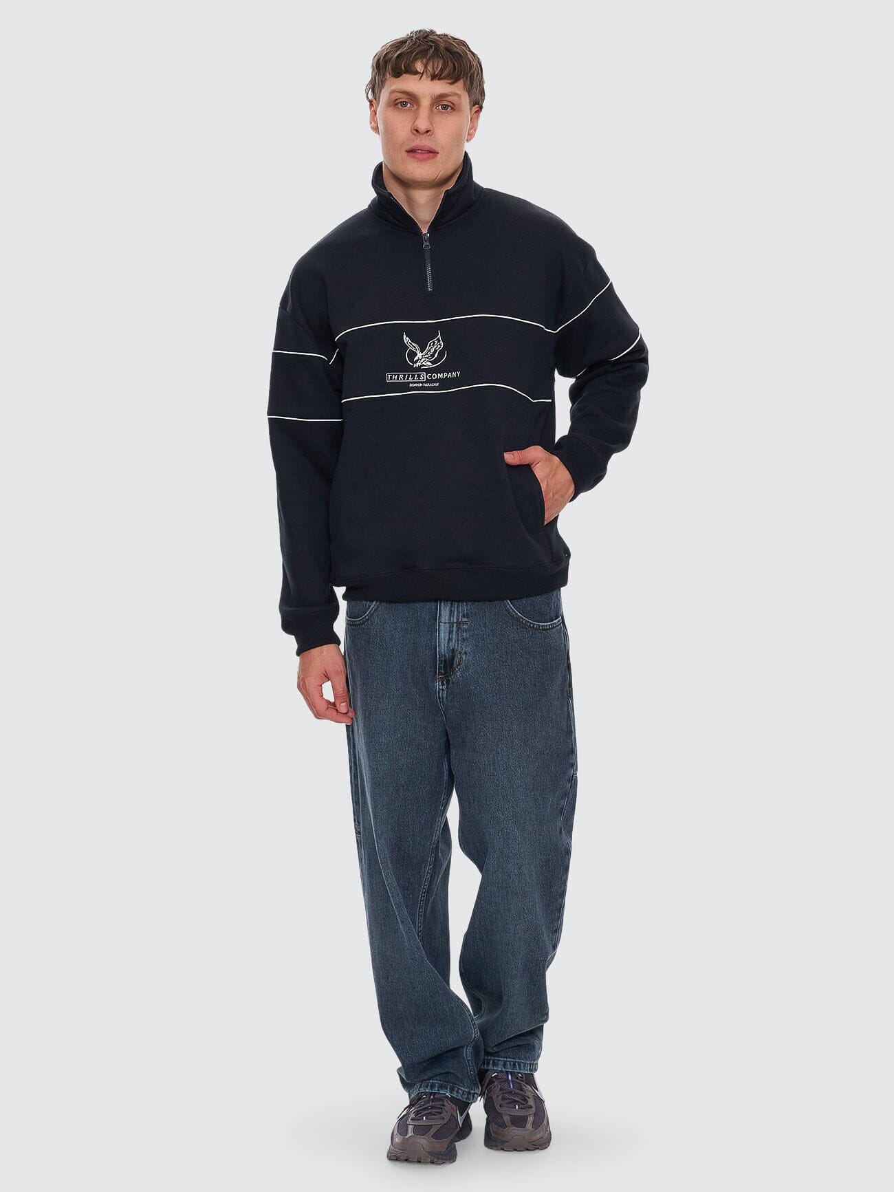 Glory Quarter Zip Fleece - Washed Black