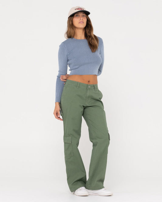 Cade Low Straight Canvas Cargo Pant - Army Green
