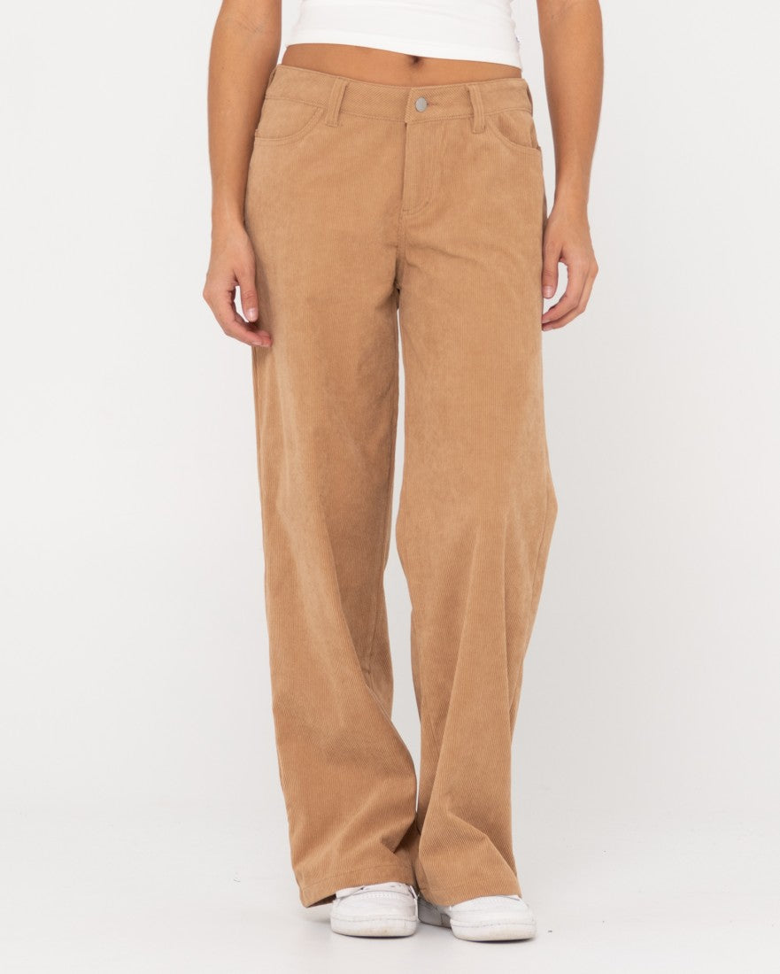 The Secret Low Rise Wide Leg Cord Pant - Oat Milk