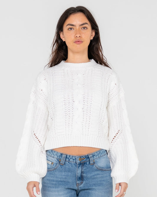 Folktale Crop Chunky Knit - Snow