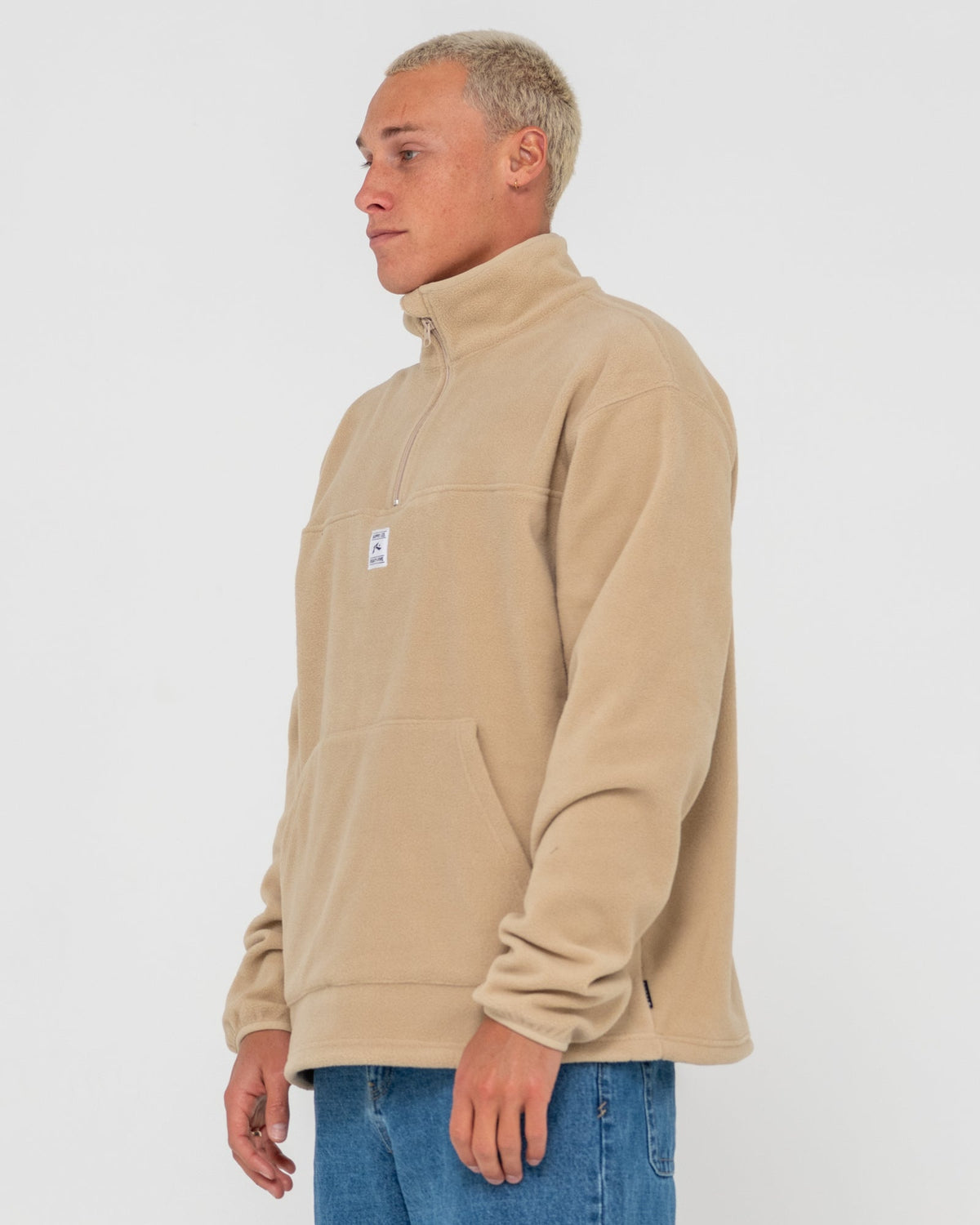 Rusty Core Division Polar Fleece Quarter Zip - Abbey Stone (view 3)